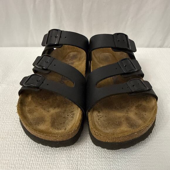 Birkenstock Betula Sandals Womens 7 Narrow Leo Black Cork Slides Comfort Soft 38 - Picture 2 of 9
